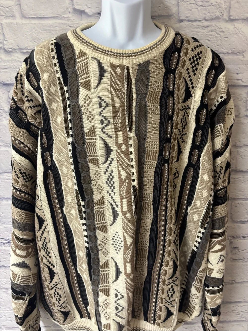 Vintage Cotton Traders Coogi Style 3D Knit Multicolor Sweater XXLT
